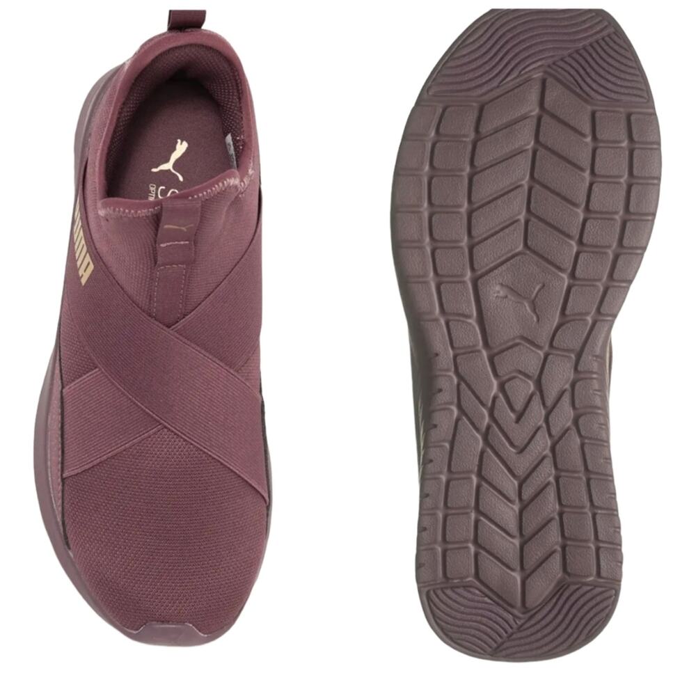 RARE PUMA Purple Radiate Mid Refresh Athletic Sneaker Dusty Plum Gold Size 7.5 - Picture 4 of 5